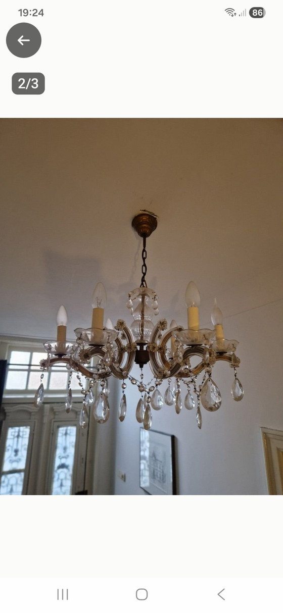 Lustre Maria Theresia 6 bras, Cristal, Verre, Doré (photo 2 sur 5)