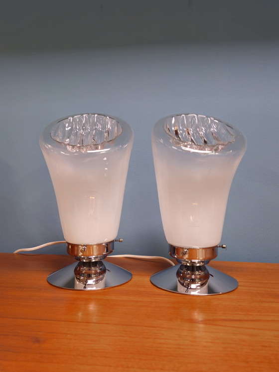 Image 1 of Set Van 2 Tafellampen Murano Italië Bedlampjes Lampen Lamp