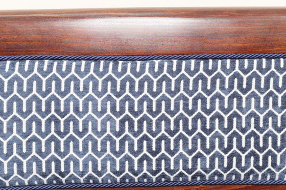 Image 1 of Art-Deco-Set aus Thonet-Sofa und Sesseln, blauer geometrischer Jacquard