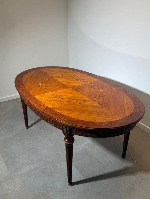 JP Ehalt Louis XVI Style Intarsien-Ausziehtisch – eettafels