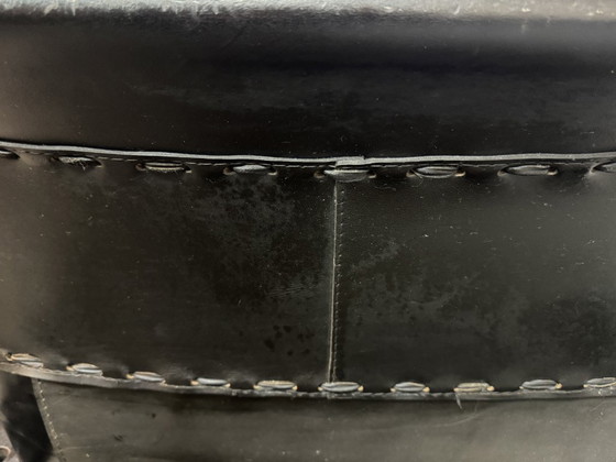 Image 1 of Beautiful black leather Brutalist armchair, designed by Sonja Wasseur. Amsterdam, Netherlands, 1970s.
