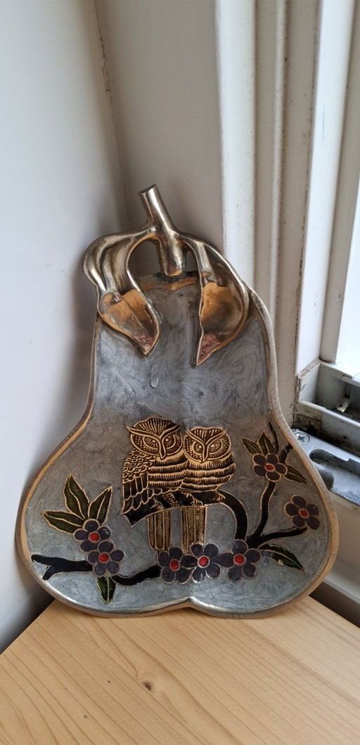 Charmante coupelle vintage Cloisonné en forme de poire.