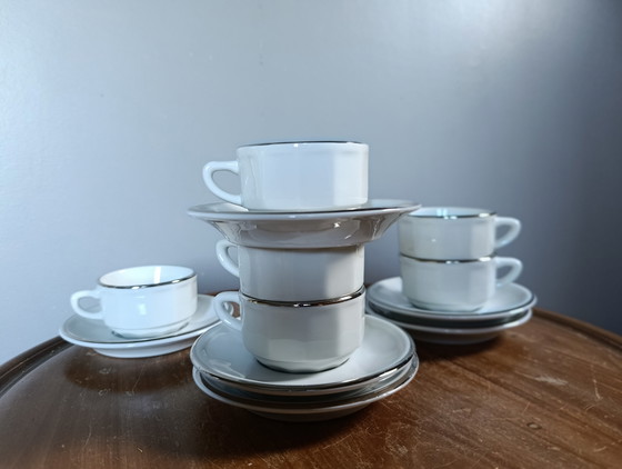 Image 1 of 6 Parisian bistro cups, Flora model - Apilco Deshoulieres