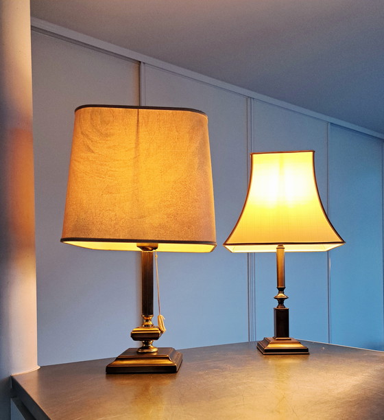 Image 1 of Lampade da tavolo a colonna in ottone Herda