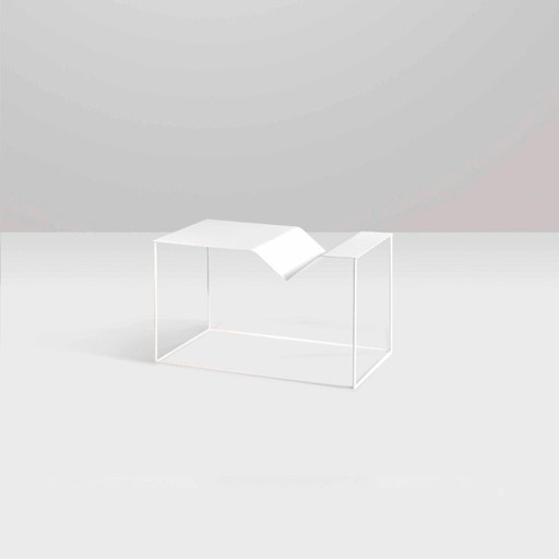 Moderne witte geometrische bijzettafel - uniek designerstuk
