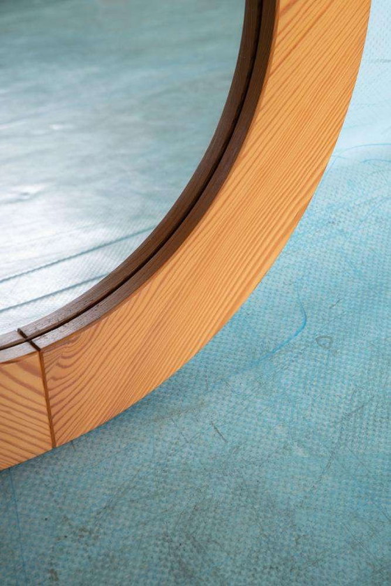 Image 1 of Vintage large pine mirror 70s l craftmenship spiegel hout