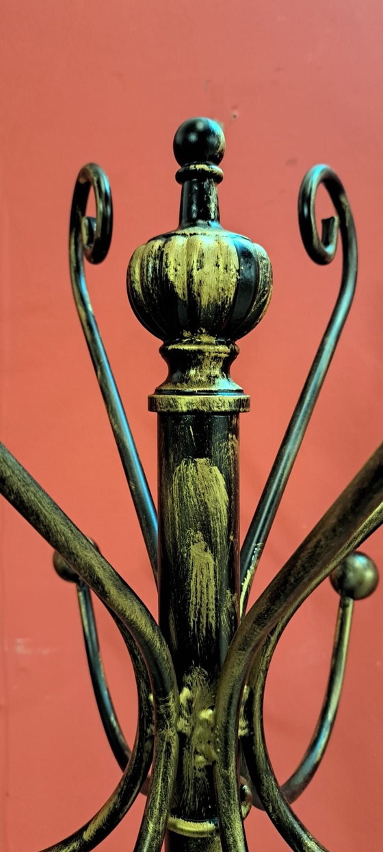 Vintage Golden Forged Coat Rack, Iron, Black (photo 3 of 5)