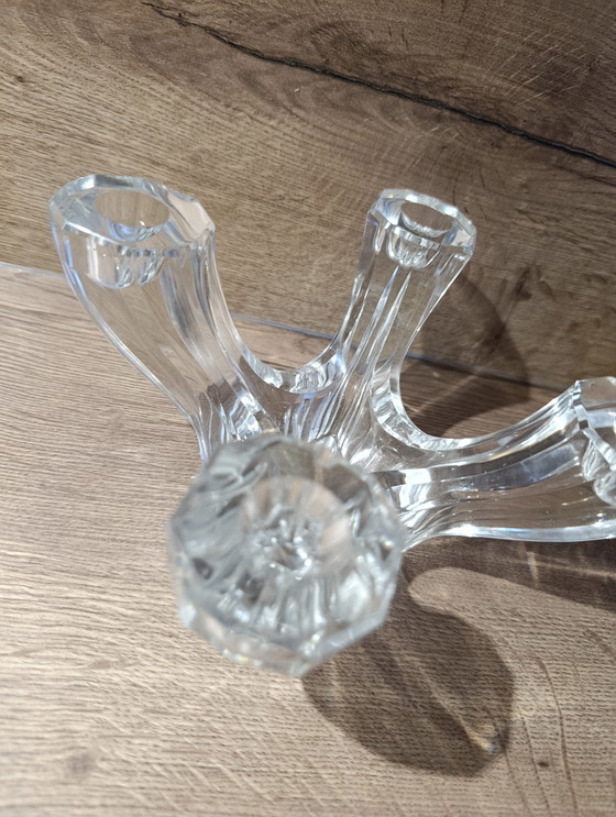 Image 1 of Candeliere/candeliere in cristallo a 4 luci Val Saint Lambert degli anni '50