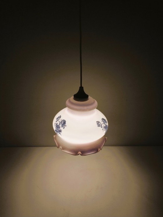 Image 1 of Vintage Glazen Opaline Hanglamp