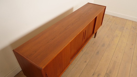 Teak sideboard with sliding doors, Wood, Brown, Mid Century Modern (photo 4 of 11)