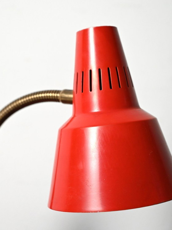 Image 1 of Gemi red Scandinavian table lamp, 1960s