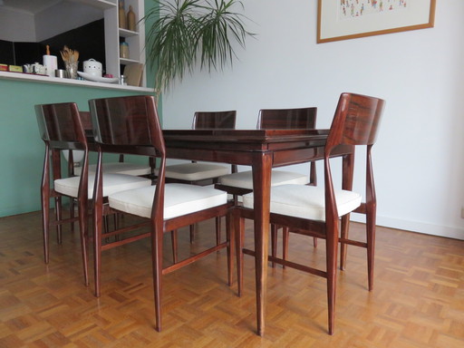 Palissander Tafel + 6 Stoelen