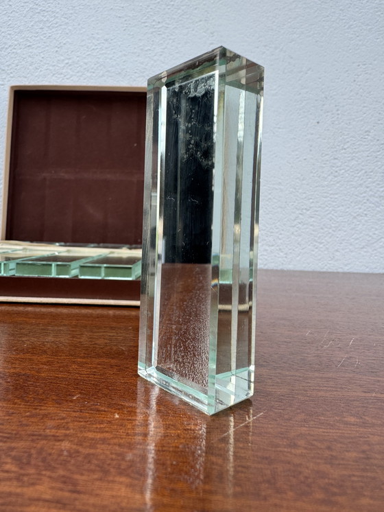 Image 1 of Art Deco messenhouder van spiegelend kristal