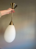 Set of 2 Philips vintage design pendant lamps – opaline glass & brass – 1970s