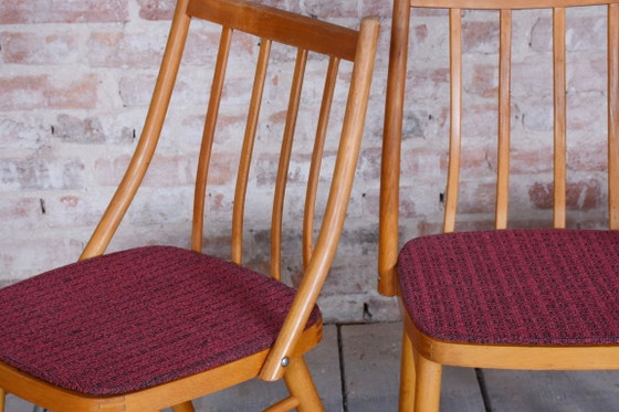Set of Four Original Mid-Century Chairs, by Antonín Šuman, Beech, Czech, 1960s – Dining chairs, Textile, Wood (photo 3 of 10)