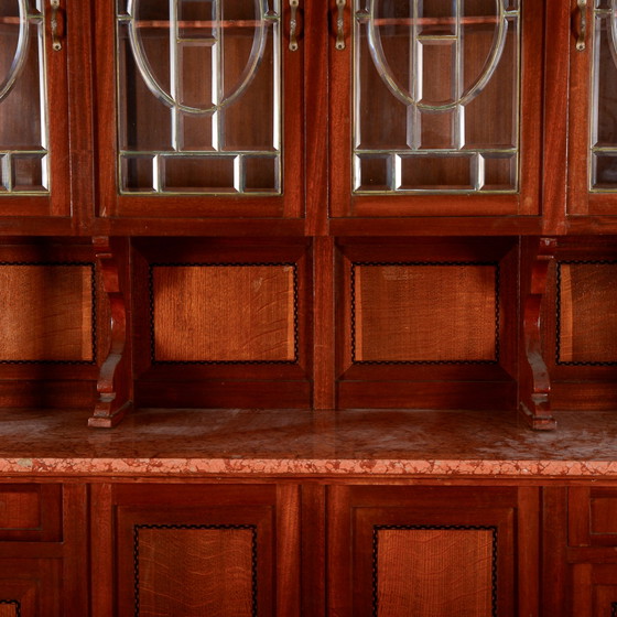 Tweedelig buffetkast met vitrine en vier deuren – Buffetkasten, Marmer, Metaal, Art Nouveau (photo 8 of 16)