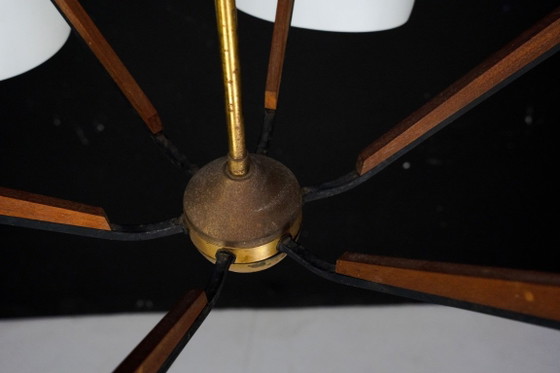 Image 1 of Italian Mid-Century six arms chandelier in the manner of Stilnovo. Italy 1950s.