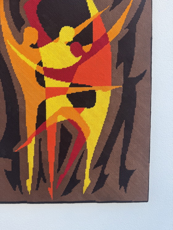 Image 1 of Tapiz de arte pop, bailarinas, década de 1970