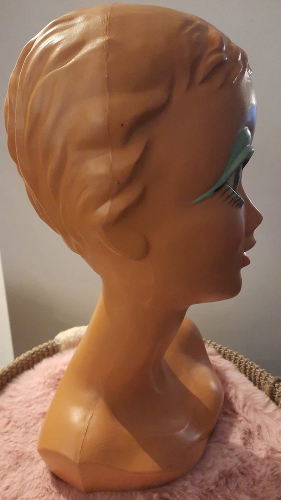 Vintage twiggy mannequin hoofd, Decoratieve objecten, Kunststof, Bruin (foto 4 van 6)