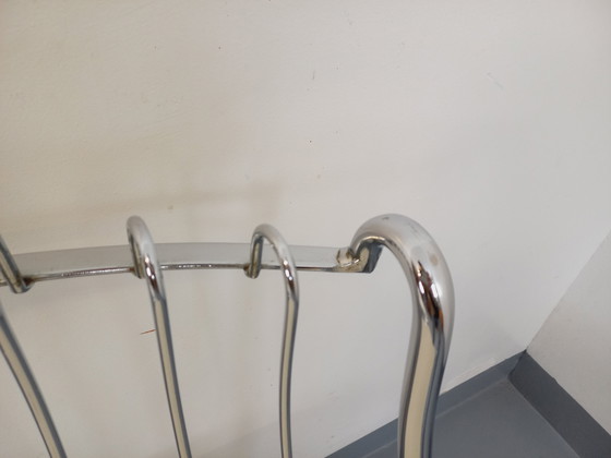 Image 1 of Suite van 4 Gastone Rinaldi Vintage Italiaanse stoelen in verchroomd metaal en Bouclettes stof uit de jaren 70