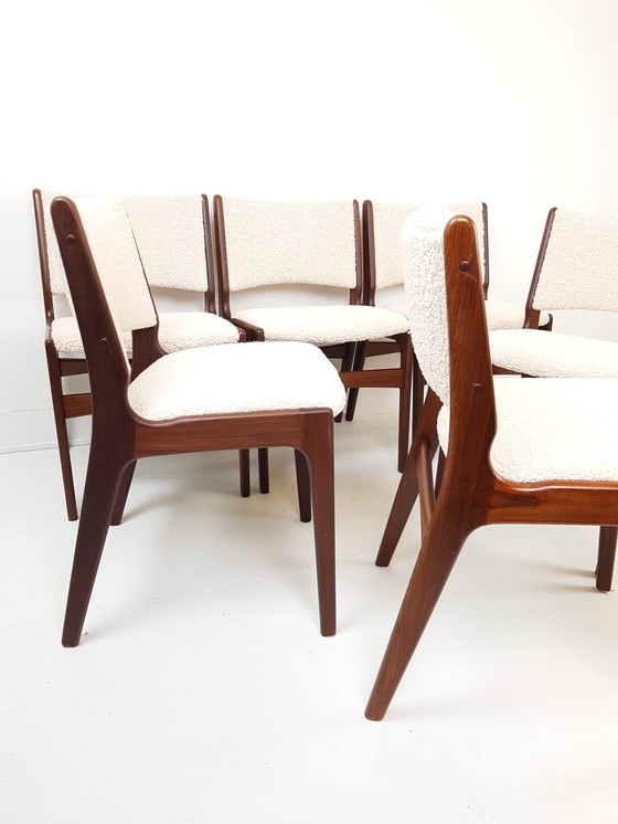 Image 1 of 6 Erik Buch Aastrup eetkamer stoelen nieuw gestoffeerd Deens