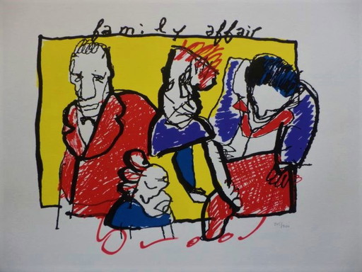 Herman Brood - Large sérigraphie couleur Family Affair-- Signé à la main.