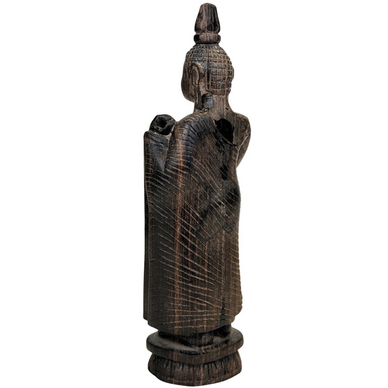 Paire de Bouddhas en bois sri-lankais en Abhaya Mudra – Milieu du XXe siècle – Sculptures (photo 7 of 11)