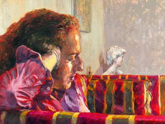 Image 1 of Pittura ad olio originale su tavola dal titolo "Riflesso".