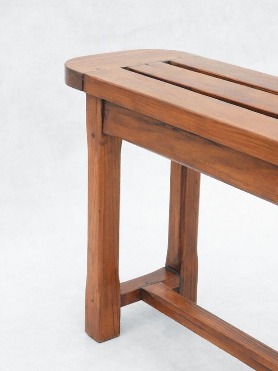 Vintage Long French Provincial Slatted Pine Bench Seating – Garden benches, Wood (photo 5 of 7)