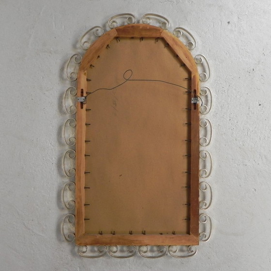 Image 1 of Vintage geslepen spiegel in aluminium frame, jaren 50