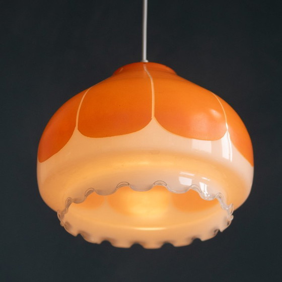 Image 1 of Lámpara colgante retro de cristal naranja