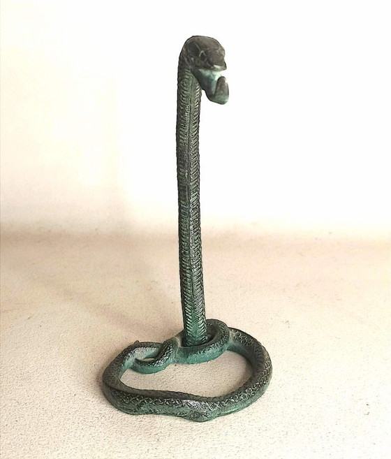 Image 1 of Cobra Bronze Pocket Watch Holder by Edgar Brandt, Art Deco Style