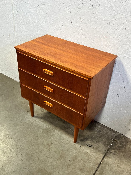 Vintage Teak Chest of Drawers, Sweden 1960s, Wood, Brown, Mid Century Modern (photo 4 of 14)