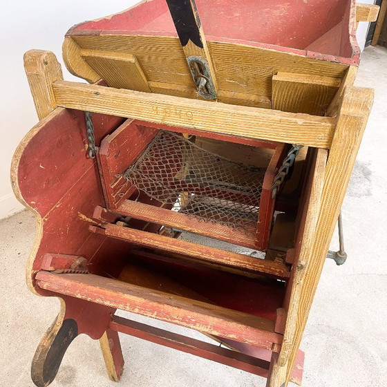 Alois Vogl wooden agricultural machine, red and natural, Decorative Objects, Metal, Vintage (photo 3 of 10)