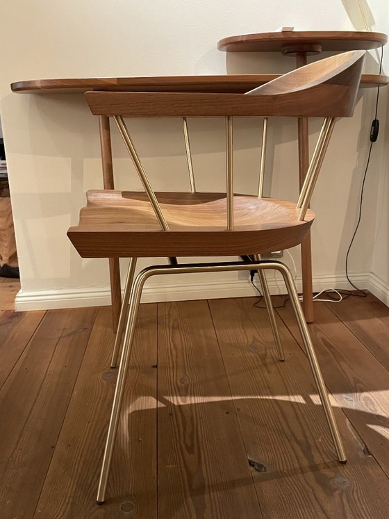 1 x BASSAM FELLOWS - SPINDLE CHAIR, BassamFellows, Sedie girevoli, Legno, Ottone, Marrone (foto 2 di 8)