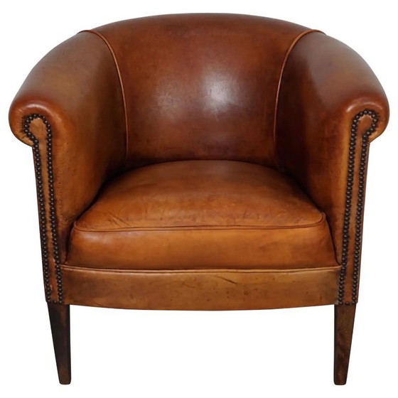 Image 1 of Poltrona da club vintage olandese in pelle color cognac