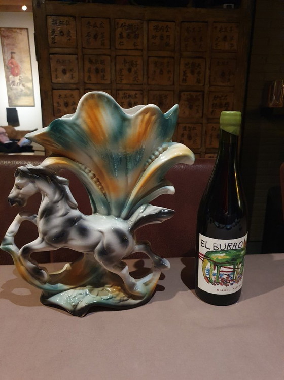 Image 1 of Vintage Italian Pegasus vase-ceramic-19th century 33 cm