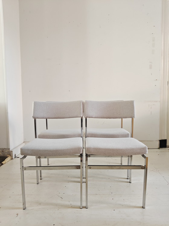 Image 1 of Vintage buisframen eetkamerstoelen opnieuw gestoffeerd