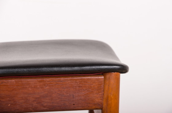 Image 1 of Set of 4 Danish Teak Chairs in Black Skaï by P.E. Jorgensen for Farso Stolefabrik 1960