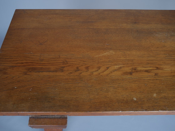 Image 1 of Table en chêne brutaliste française
