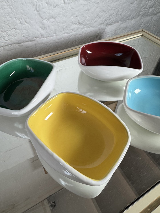 Image 1 of Service apéritif céramique et osier années 60