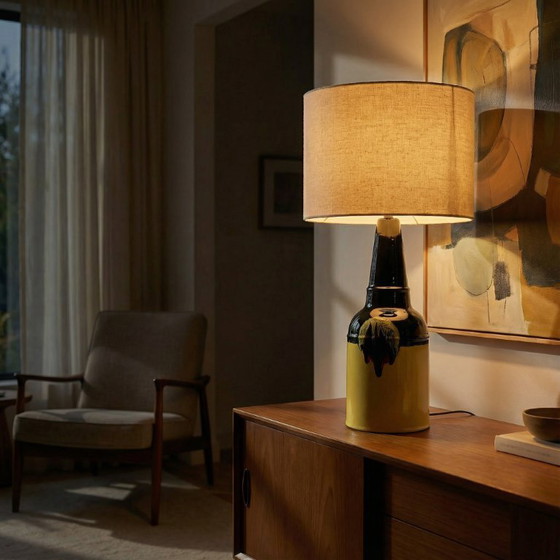 Image 1 of Lampe de table Bjørn Wiinblad Rosenthal en céramique émaillée jaune Danemark années 1970