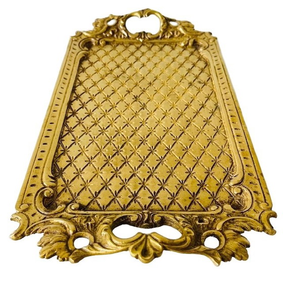 Image 1 of Vassoio francese d'epoca in ottone barocco 1930
