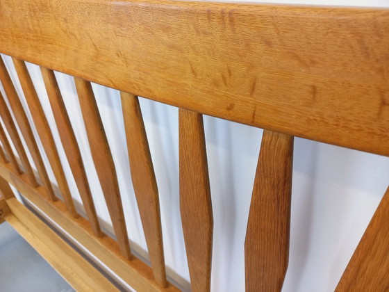 Image 1 of Vintage French double bed by Guillerme et Chambron in solid oak from the 1960s