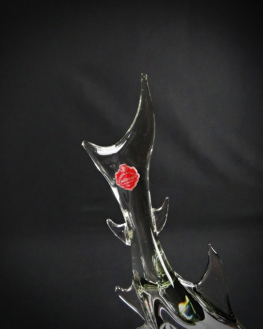 Murano glass shark signed Maestri Vetrai modernist vintage 60s
