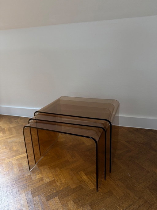 3x side table plexi verre fumé