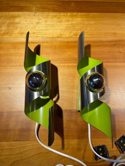 2 wunderschöne Polam „wokke“l Wandlampen Space Age