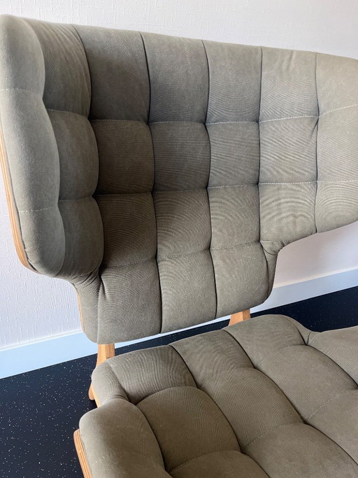 Design Stoel Incl Kruk – NORR11, fauteuils, Cotton, Wood (photo 2 of 5)