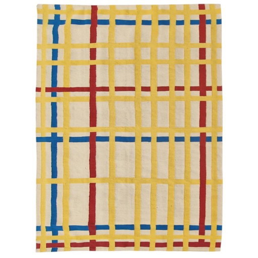 Handgeweven wandtapijt van Piet Mondrian met een afbeelding van New York City | Wol | 254 × 169 cm (100 × 67 inch)