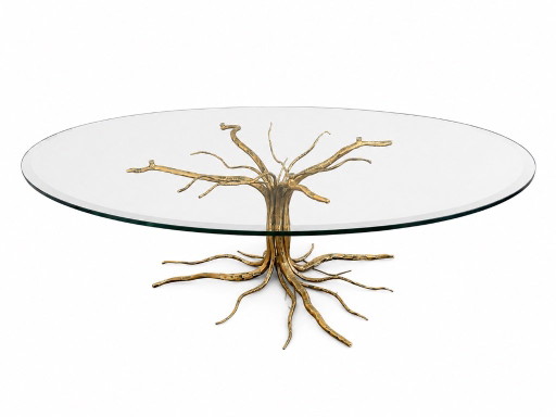 Salvino Marsura – Mesa de centro escultural Liane – Italia – salontafels, Iron, Glass